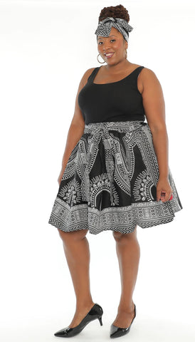 African Print Dashiki Midi Skirt