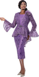 Terramina 7184 purple lace skirt suit