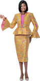 Terramina 7199 yellow rocade skirt suit