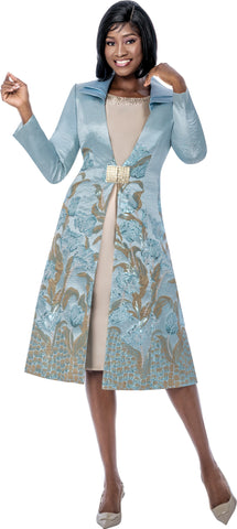 Terramina 7266 baby blue brocade jacket dress