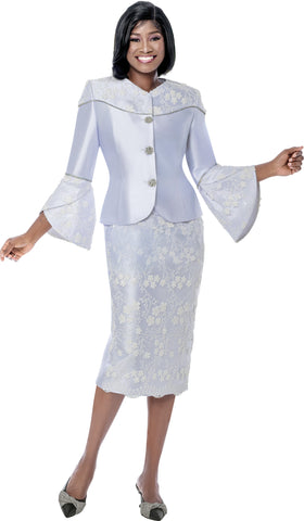 Terramina 7278 white lace skirt suit