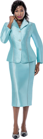 Terramina 7280 aqua bkue skirt suit