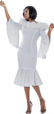 Terramina 7281 white bell sleeve scuba dress