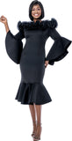 Terramina 7281 black bell sleeve scuba dress