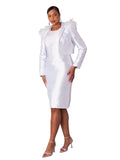 Chancele 9766 white feather jacket dress