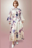 Bishop Sleeve Print Maxi Dress