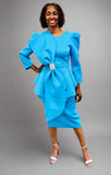 Serafina 6450 turquoise blue dress