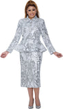 Dorinda Clark 309711 silver sequin skirt suit