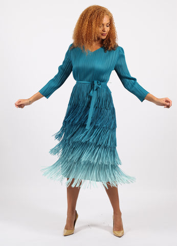 Diana 8004 blue fringe dress