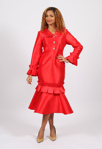 Diana 8365 red bell sleeve dress