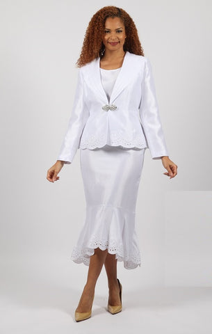 Diana 8942 white skirt suit