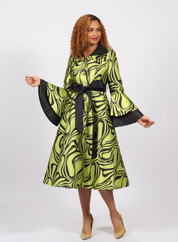 Diana 8973 green bell sleeve dress