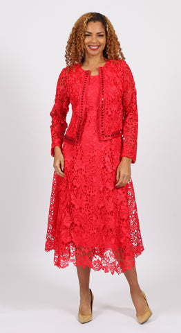 Diana 8190 red lace jacket dress