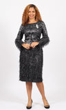 Diana 8767 black feather dress