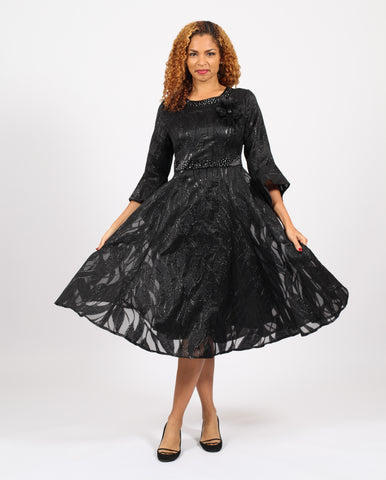 Diana 8984 black brocade dress