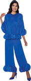 Divine Casuals 1702 royal blue crinkle pant suit