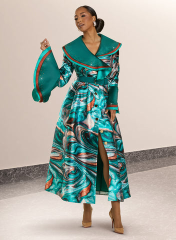 Donna Vinci 12121 teal green maxi dress