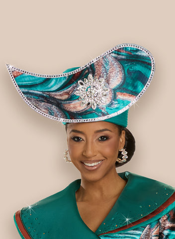 Donna Vinci H12121 teal green hat