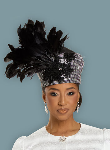 Donna Vinci H12134 black feather hat