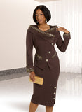 Donna Vinci 13428 brown knit skirt suit