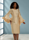 Donna Vinci 12052 Tan bell sleeve dress