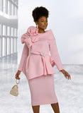 Donna Vinci 12138 pink scuba skirt suit