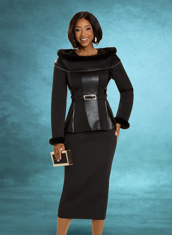 Donna Vinci 12139 black skirt suit