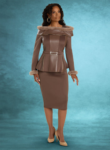 Donna Vinci 12139 coffee skirt suit