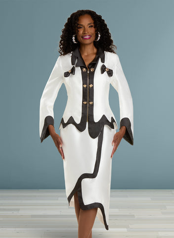 Donna Vinci 12143 white skirt suit