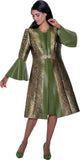 Dorinda Clark 309312 olive green brocade jacket dress