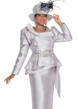 Elite Champagne 6022 silver skirt suit