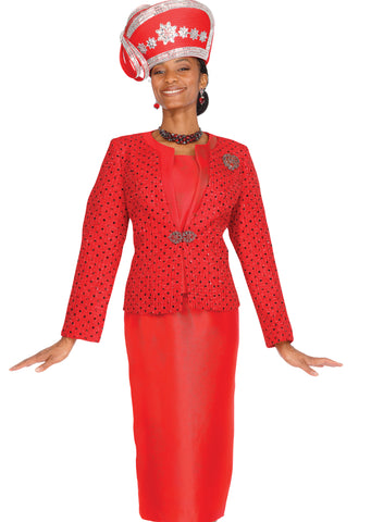 Elite Champagne 5903 red skirt suit