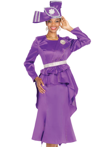 Elite Champagne 5923 purple skirt suit