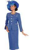 Elite Champagne 5957 royal blue skirt suit