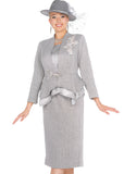 Elite Champagne 5959 silver skirt suit