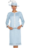 Elite Champagne 5962 light blue skirt suit