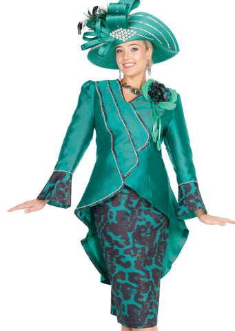 Elite Champagne 5974 green skirt suit