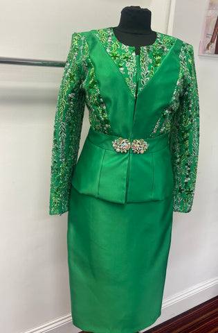 Lily & Taylor 4776 emrald green skirt suit