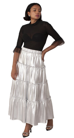 For Her NYC 82477silver maxi skirt