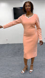 Donna Vinci 13414 peach knit dress