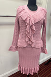 Lily & Taylor 824 pink knit skirt suit