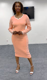 Donna Vinci 13414 peach knit dress