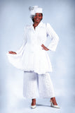 Giovanna 0950 white popcorn pant suit