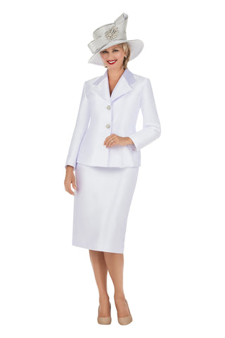 Giovanna 0965 white usher skirt suit