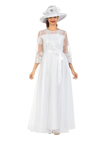 Giovanna D1668 white lace maxi dress