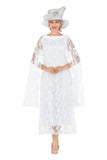 Giovanna D1672 Lace White Cape Dress