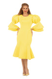 Giovanna 2402 yellow bell sleeve scuba dress