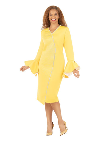 Giovanna 2412 yellow bell sleeve scuba dress