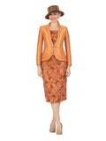 Giovanna G1207 mustard gold lace skirt suit