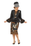 Giovanna G1210 black bell sleeve lace skirt suit